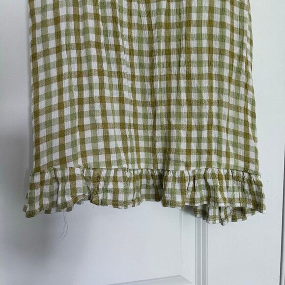 Billabong Heart Breaker Gingham Mini Dress Womens Small Green Ruffle Cottagecore - Picture 3 of 11
